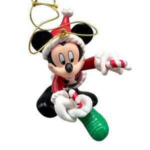 Vintage 1996 Disney Mickey Mouse Candy Cane Stocking Christmas tree Ornament 2.5